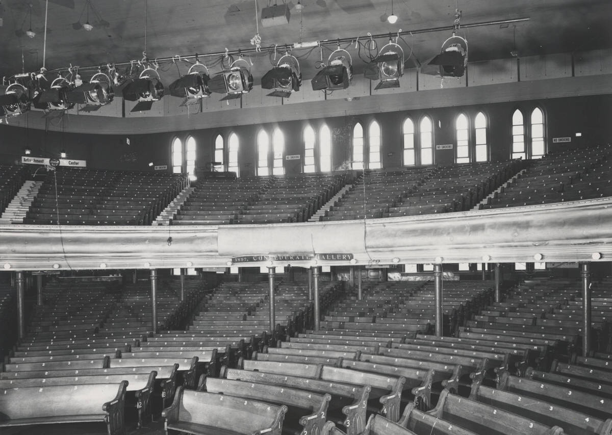 #44 Ryman Auditorium, view of Confederate Gallery, 1972