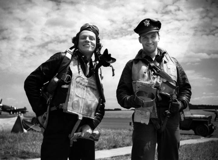 #119 Two pilots about to leave on a mission, 1944