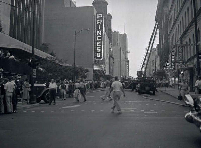 #72 A scene from the Maxwell House hotel fire in downtown Nashville, Tennessee on June 4th, 1958.