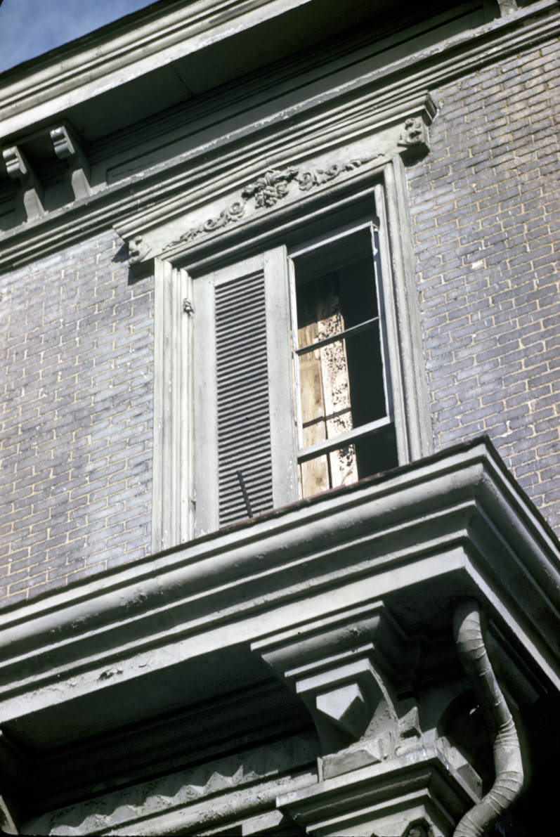 #90 A second story window and the porchtop of Lynnlawn mansion in Nashville, Tennessee, 1959