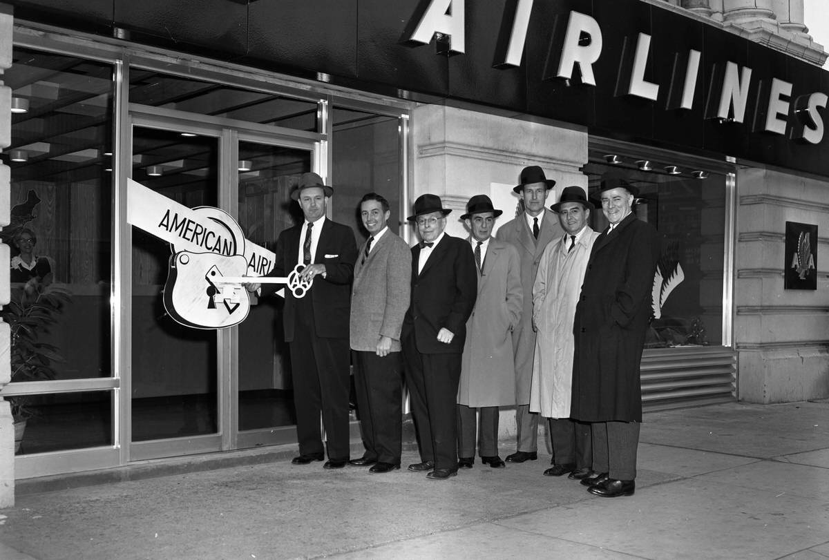 #119 Ribbon cutting for the American Airlines office at Sixth Avenue, Nashville, Tennessee, 1958