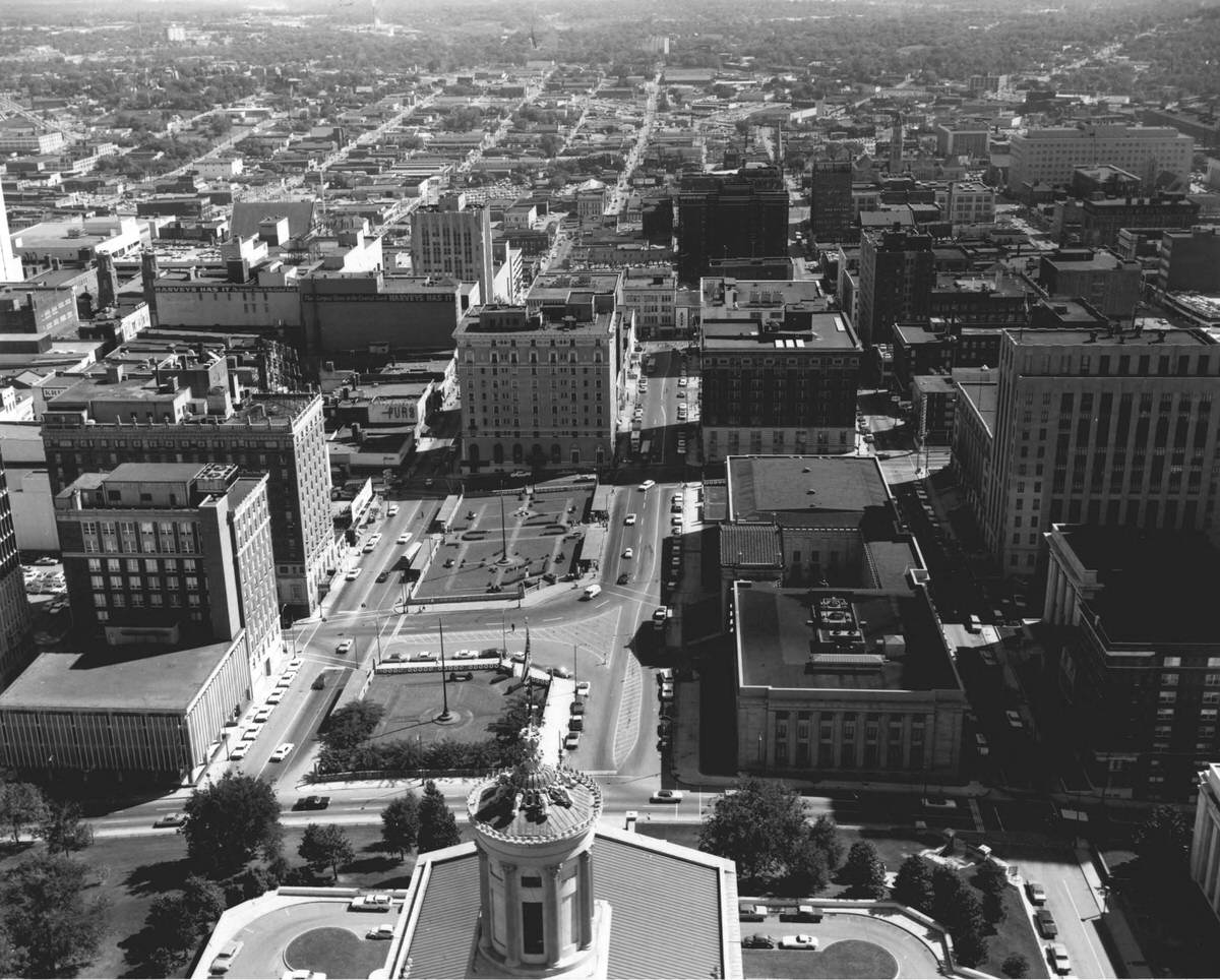 #16 Aerial view of downtown Nashville, Tennessee, looking south, 1969.
