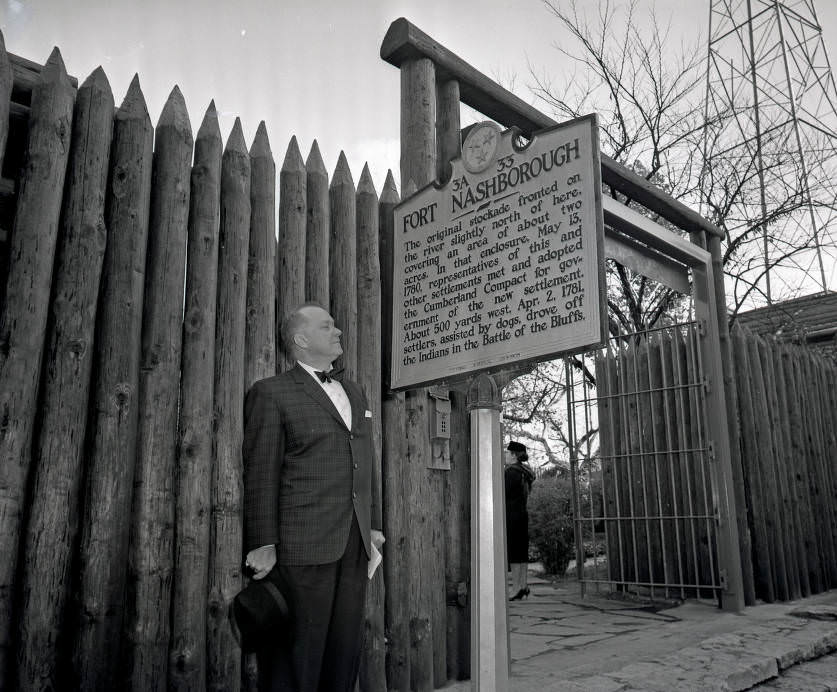 #76 Mayor Ben West speaking at Fort Nashborough, 1962