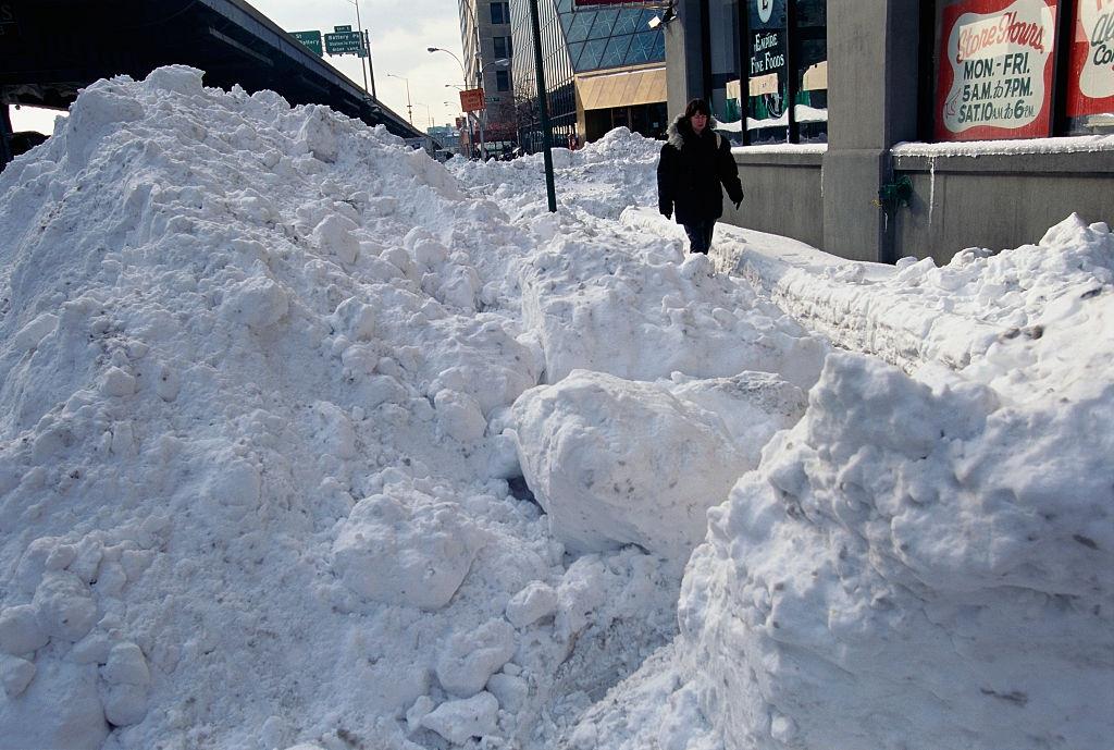 #97 Mounds of Snow Lining City Sidewalk