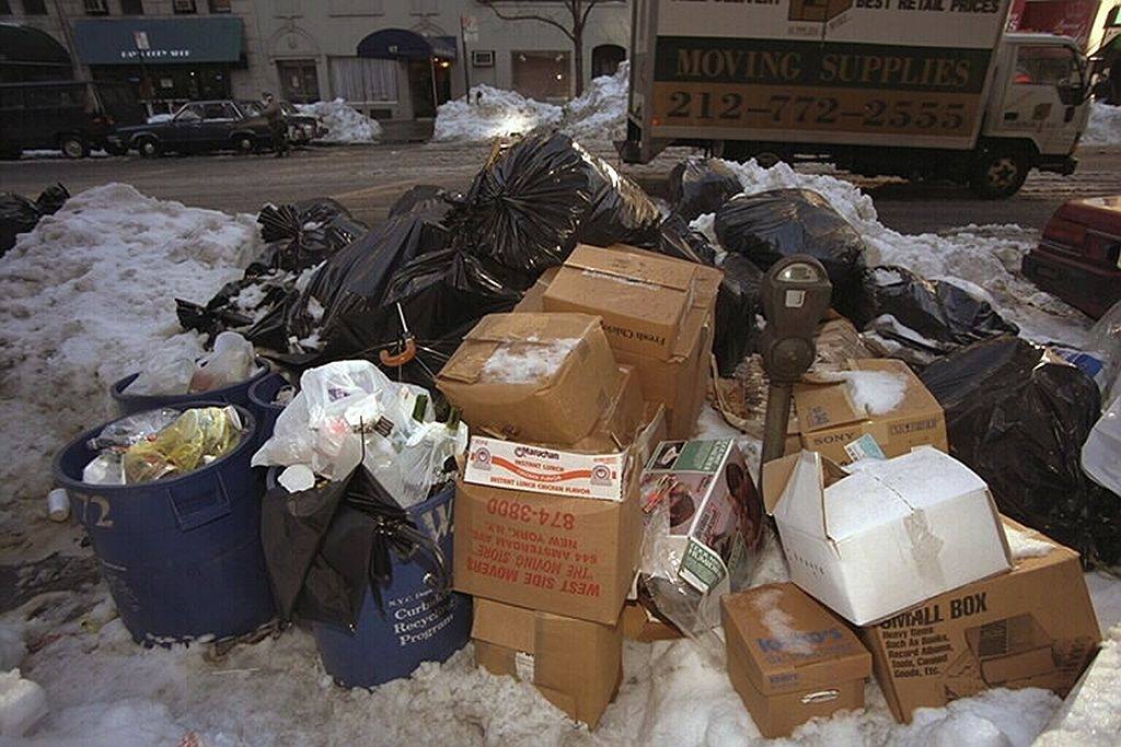 #98 Garbage piles up at Columbus Ave. at 72nd St. due to the blizzard.