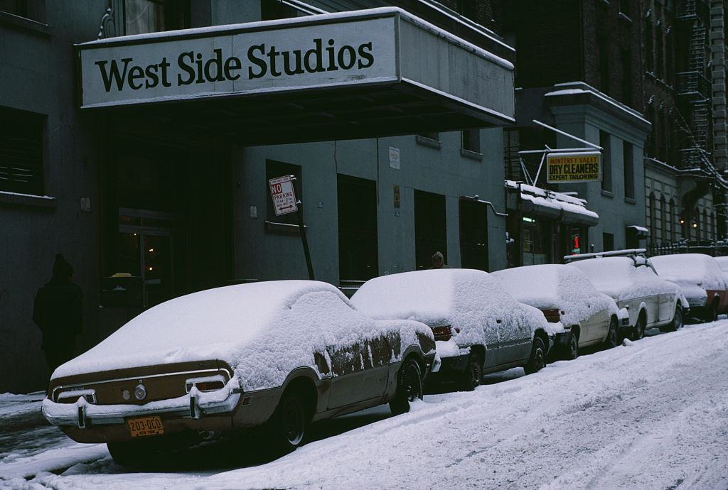 #31 A snow covered street on the Upper West Side, New York City, during the blizzard of January 1996.