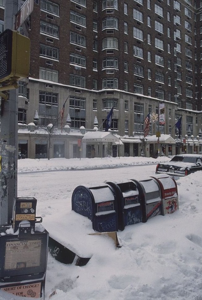 #35 Row of Mailboxes in Snowbank on Sidewalk, 1996