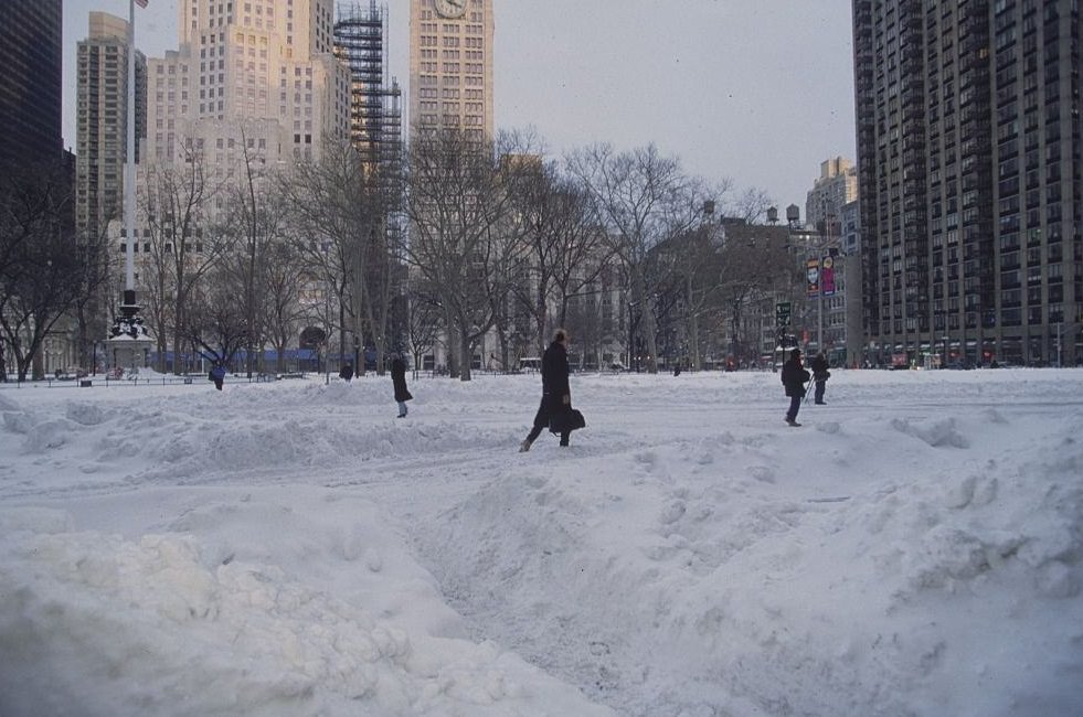 #39 Pedestrians Walking Across Park Buried in Snow, New York City, 1996