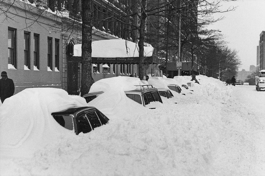 #66 Snowdrifts covering parked cars on 110th Street after more than 20 inches (50cm) of snow fell in two days in New York City