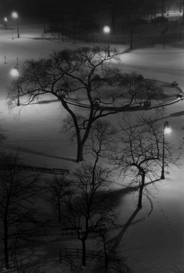 #7 Washington Square at night, 1954