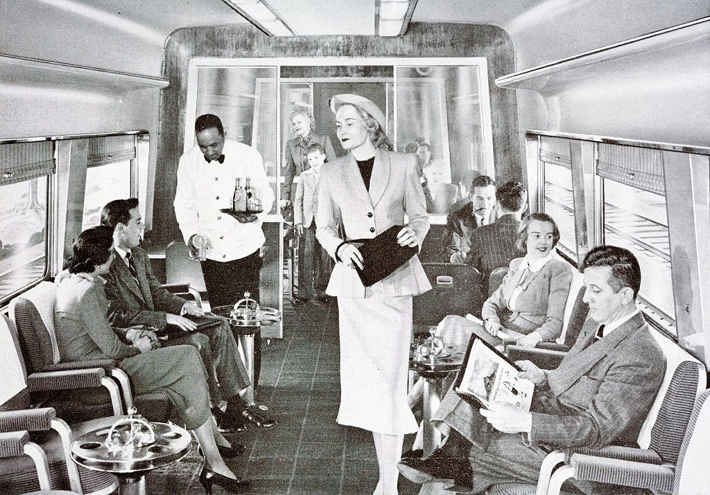 #74 The Jeffersonian, a de-luxe streamliner (streamlined train) with Pullman sleeping cars that was introduced by the Pennsylvania Railroad in 1941.