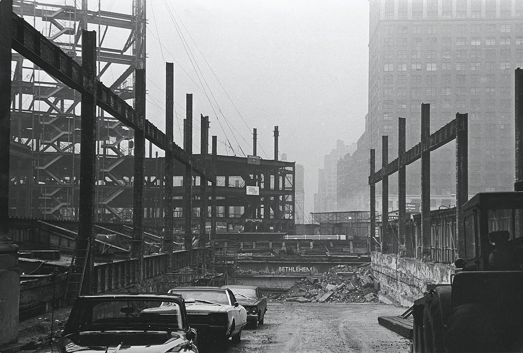 #78 Ground level view of the remains of Pennsylvania Station during its demolition, New York, New York, May 29, 1966.