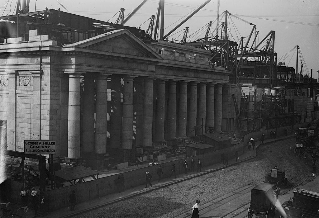 #69 View of the since demolished Pennsylvania Railroad Station as seen from Gimbals, 1912