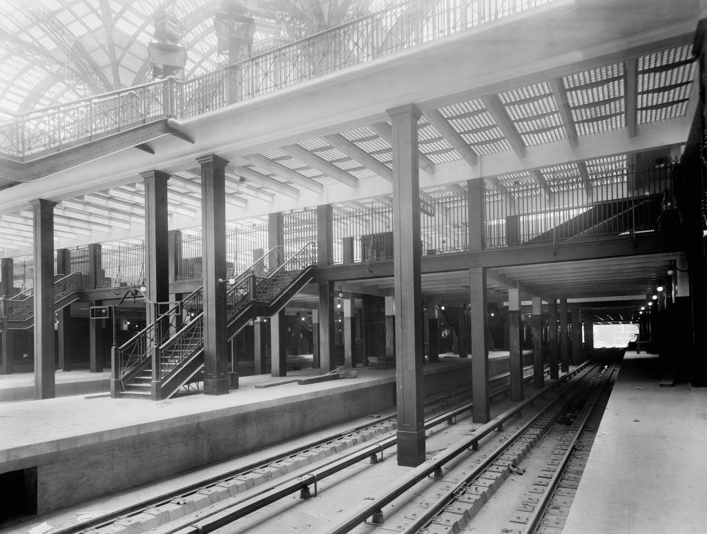 #35 Track Level Showing Stairway and Elevators, Pennsylvania Station, New York City, 1910
