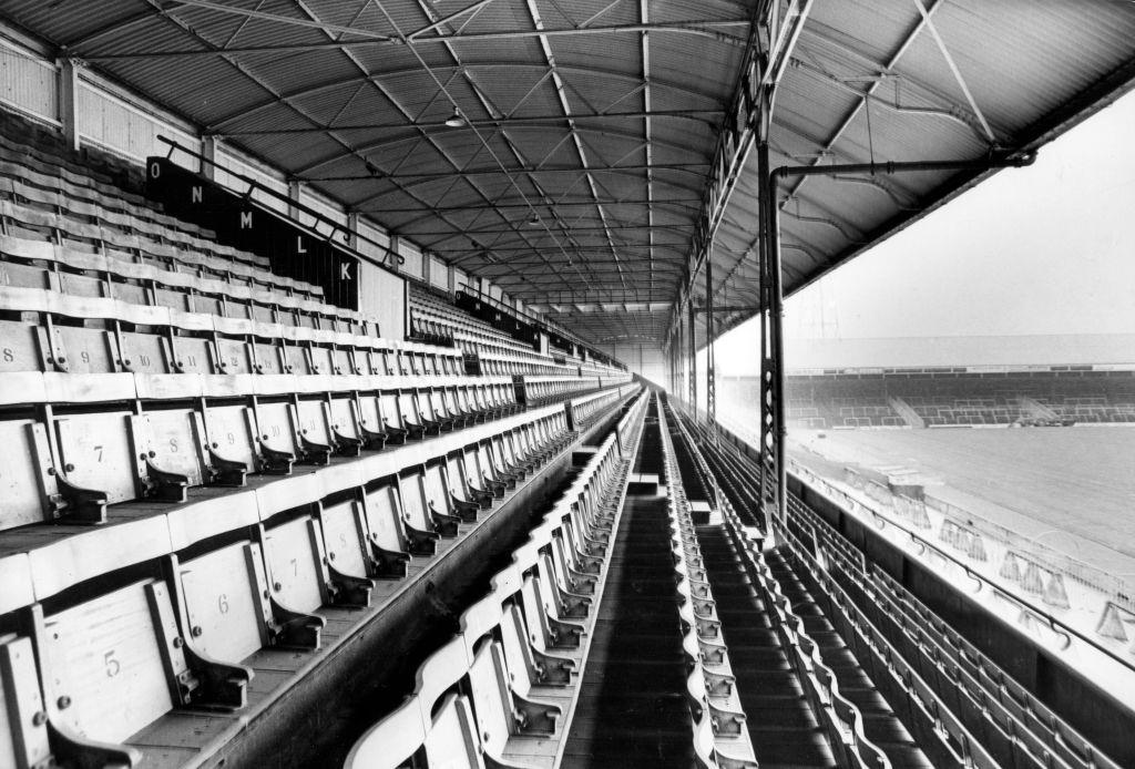 #102 St James’ Park football stadium in Newcastle upon Tyne, the home of Newcastle United FC, An interior view of the West Stand, 1976