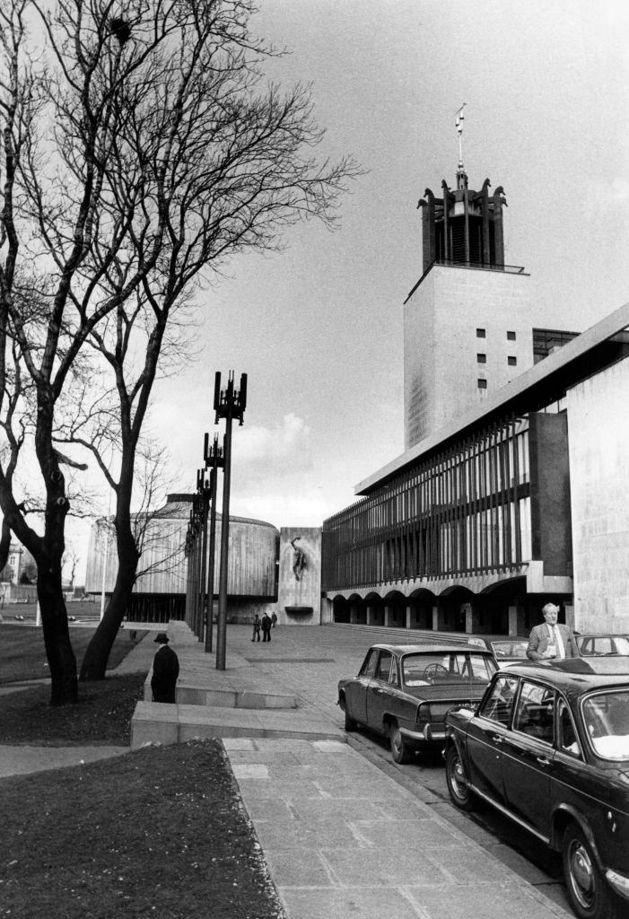 #105 Newcastle Civic Centre, a local government building located in the Haymarket area of Newcastle upon Tyne, England, 29th March 1976.