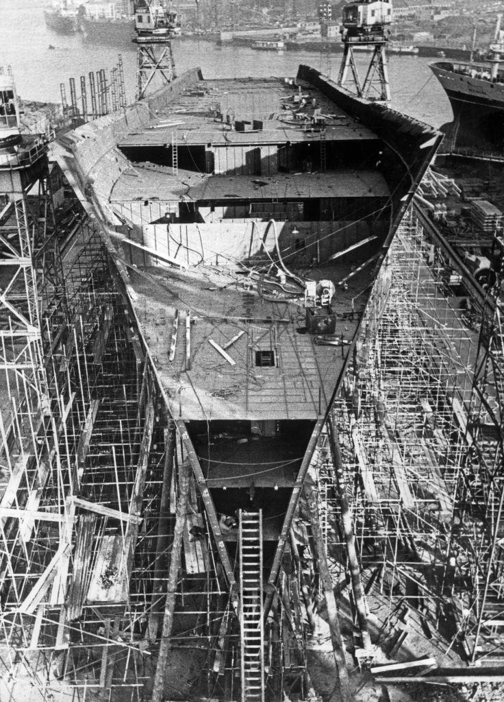 #65 The the luxury liner Vistafjord under construction at the Neptune Yard of Swan Hunter on the Tyne, 27th January 1972.
