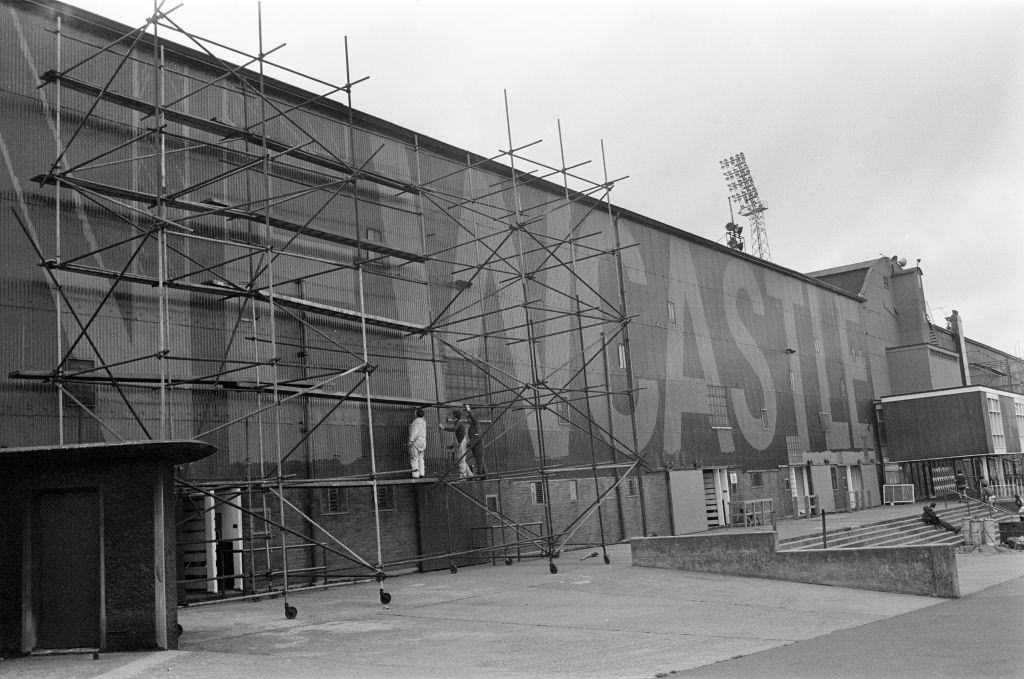 #27 New giant sign at St James Park, home of Newcastle United Football Club, Fallowgate end, 27th July 1971.