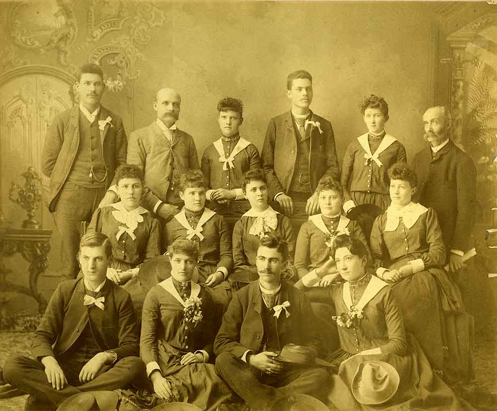 #19 Class of Olympia Collegiate Institute with staff, 1885