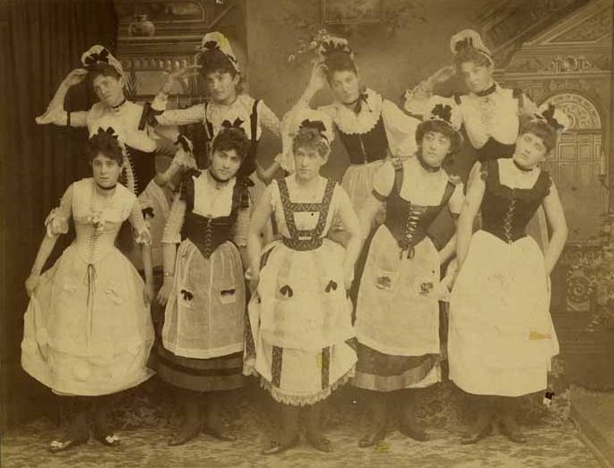#21 A group of nine girls performing in an operetta in Olympia, 1888