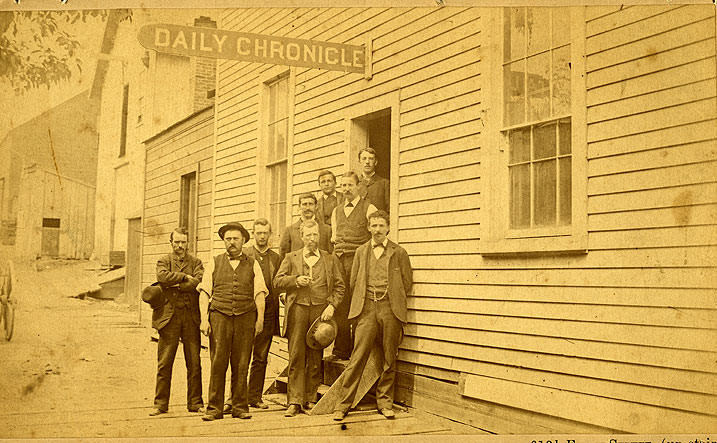 #33 Nine men, presumably the staff of the Daily Chronicle, Olympia, 1880