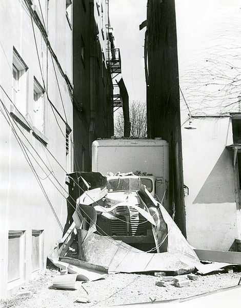 #45 Damage after 1949 earthquake, back of Governor Hotel. 1949