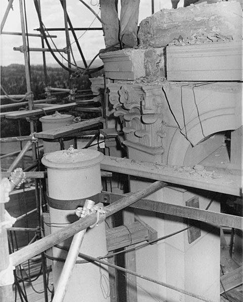 #28 Earthquake damage to columns of Legislative Building, Washington State Capitol Group, Olympia, 1949