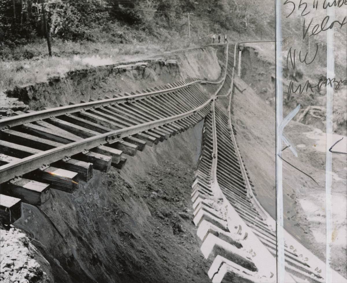 #18 Union Pacific Railroad tracks in Olympia after 1949 earthquake