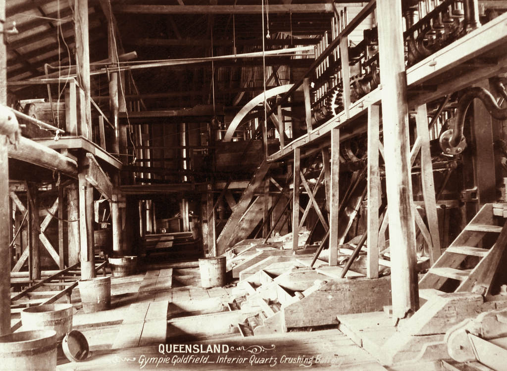 #117 Interior of Quartz crushing battery, Gympie Goldfield, 1897
