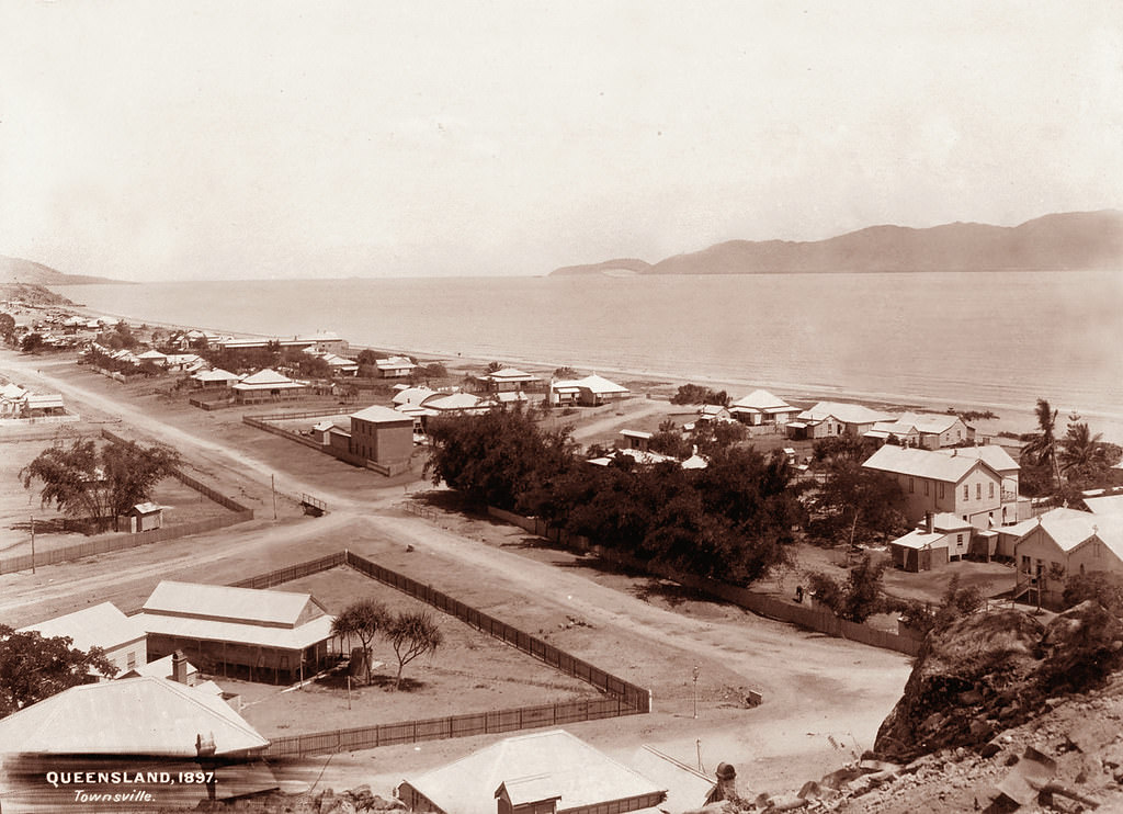 #141 View of Townsville from Castle Hill looking up to Kissing Point, 1897