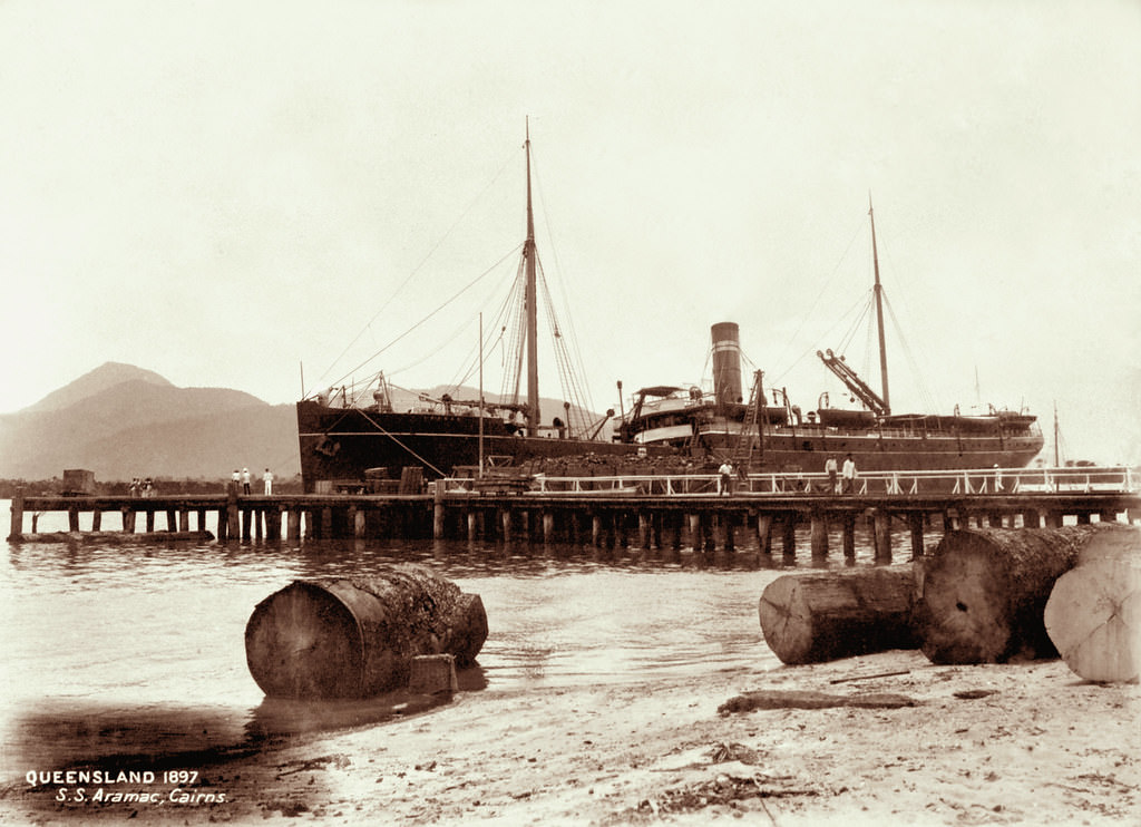 #172 SS Aramac at the wharf, Cairns, 1897
