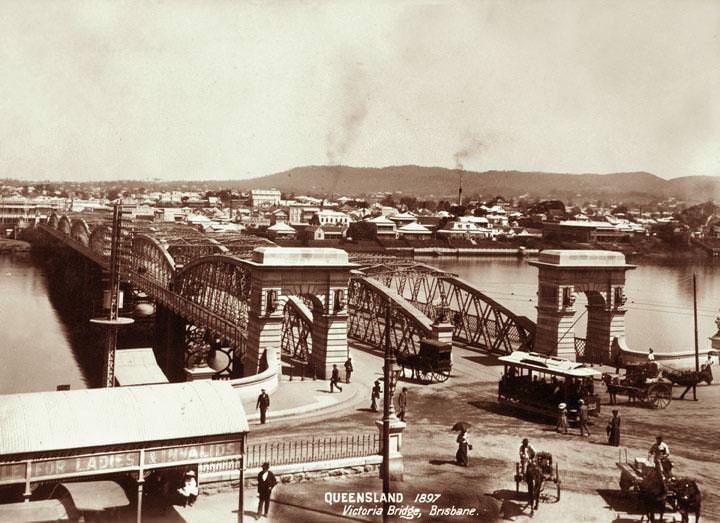 #3 Victoria Bridge from Treasury Building towards South Brisbane and Mt Coot-tha, Brisbane, 1897