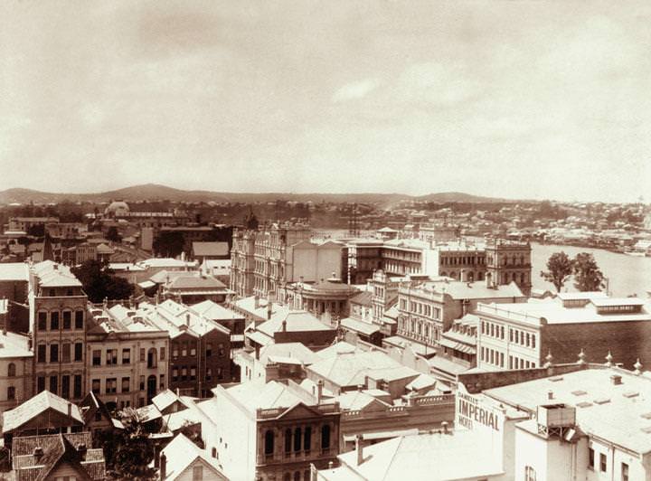 #33 View of Brisbane from chimney of Bartons Electric Works and vicinity of Adelaide Street towards Treasury Building, 1897
