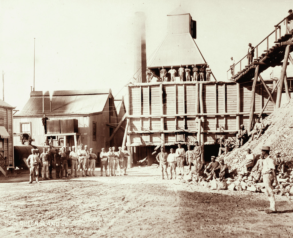 #68 Gathered miners at Brilliant Mine, Charters Towers