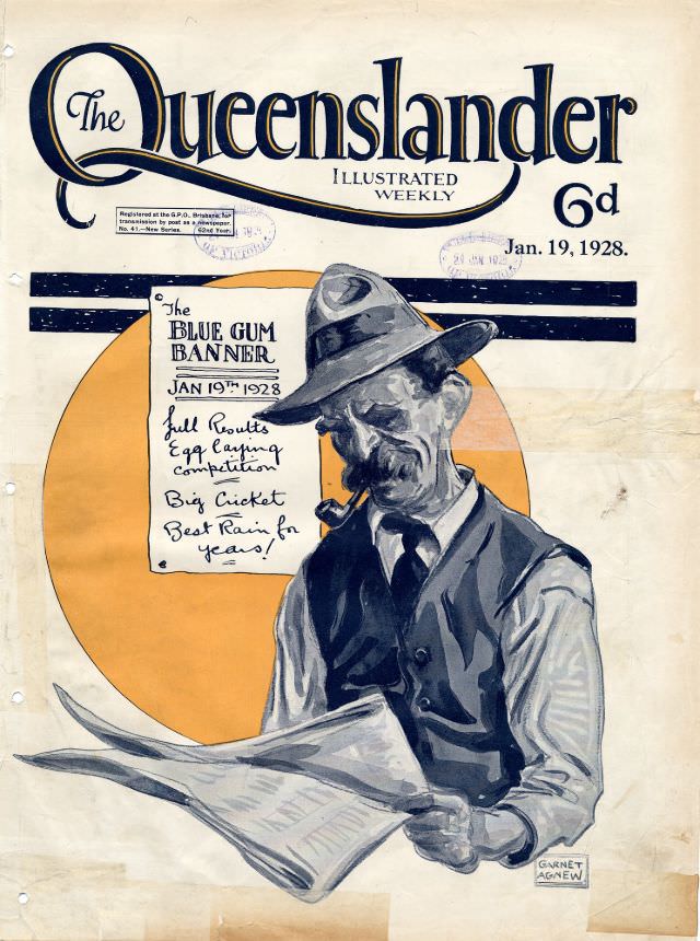 #25 Illustrated front cover from The Queenslander, January 12, 1928