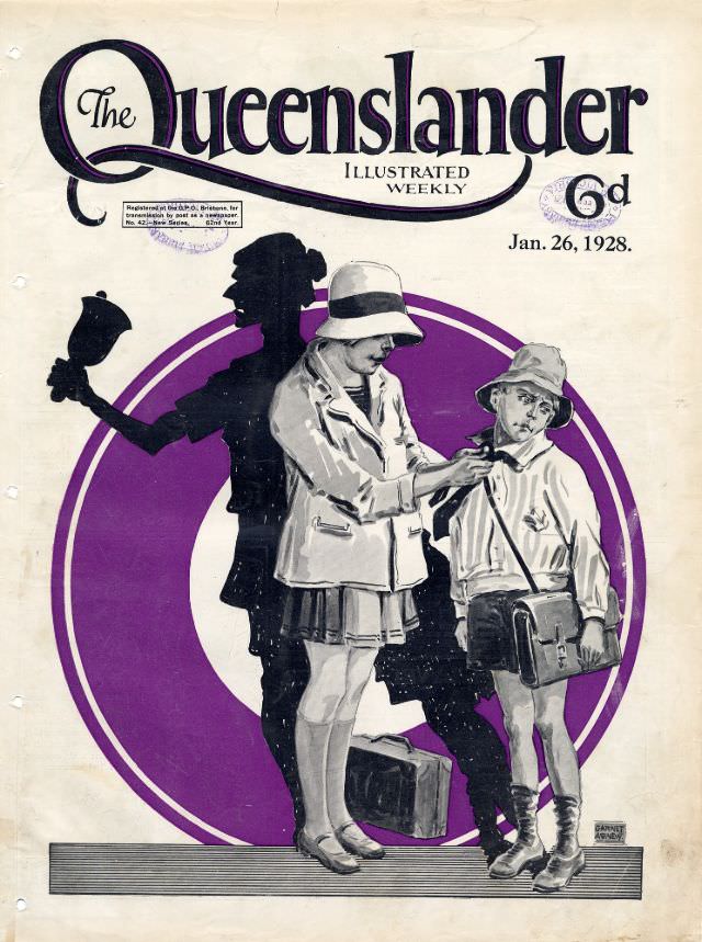#26 Illustrated front cover from The Queenslander, January 26, 1928