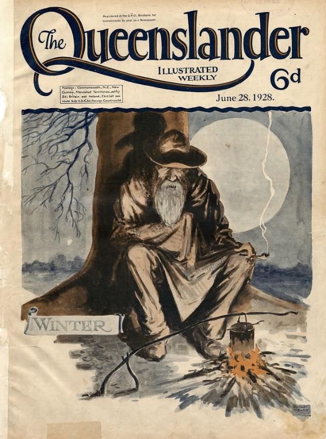 #27 Illustrated front cover from The Queenslander, June 28, 1928