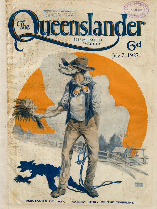 #7 Illustrated front cover from The Queenslander, July 7, 1927