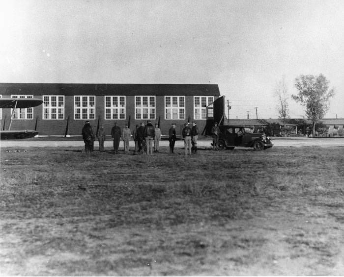 #105 Ground crew inspection, Brooks Field, 1930s