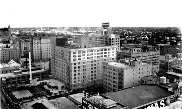 #114 Looking southeast from the Milam Building towards Gunter Hotel and Gunter Office Building, San Antonio, 1930