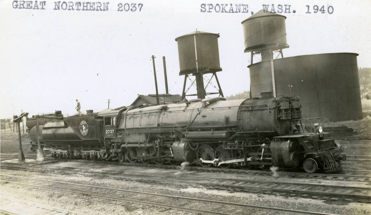 #15 Great Northern Railway engine, Spokane, 1940