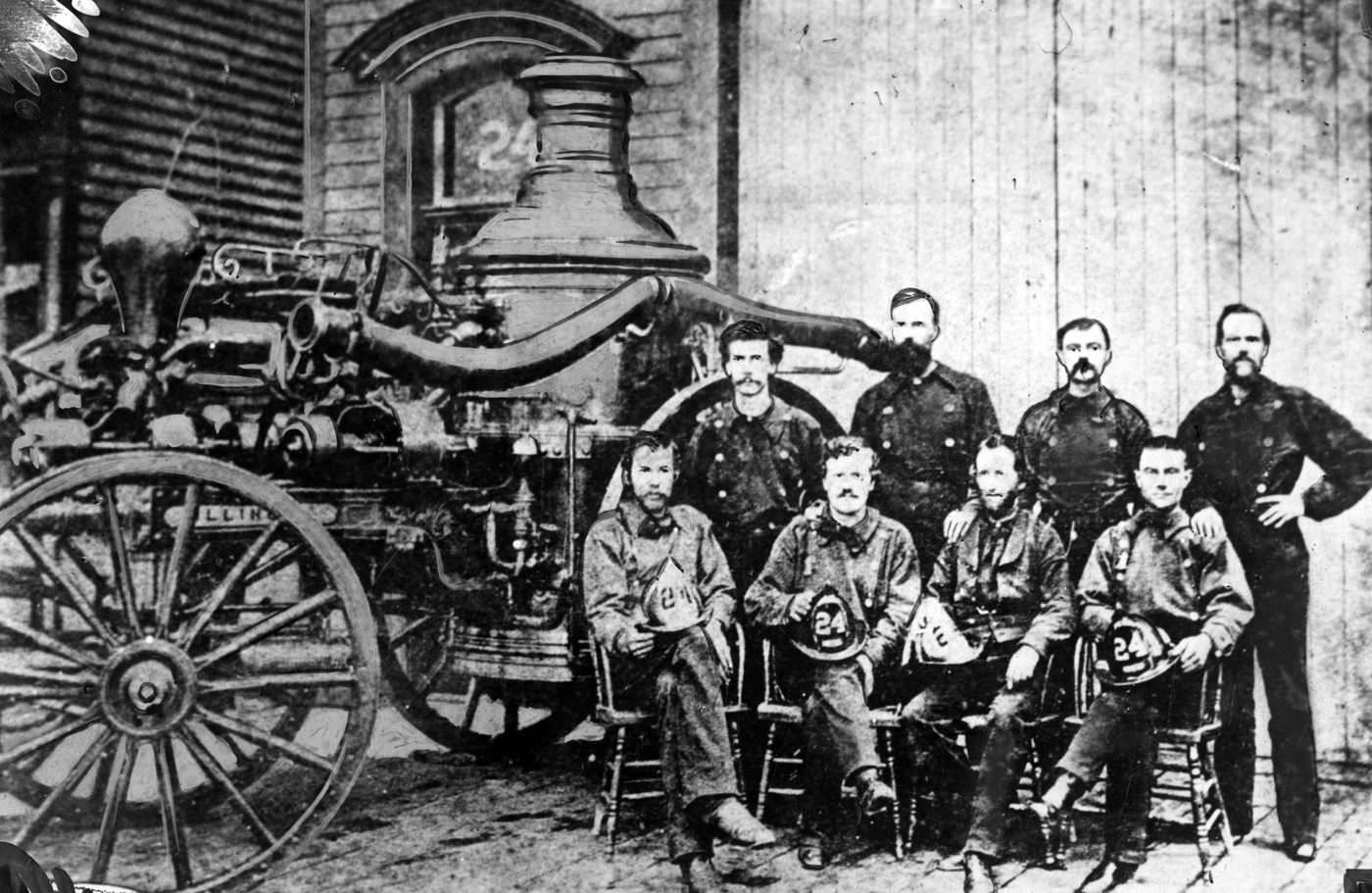 #25 Firefighters that made up Engine company No. 24 when this photo was taken, fought the Great Chicago Fire back in 1871.