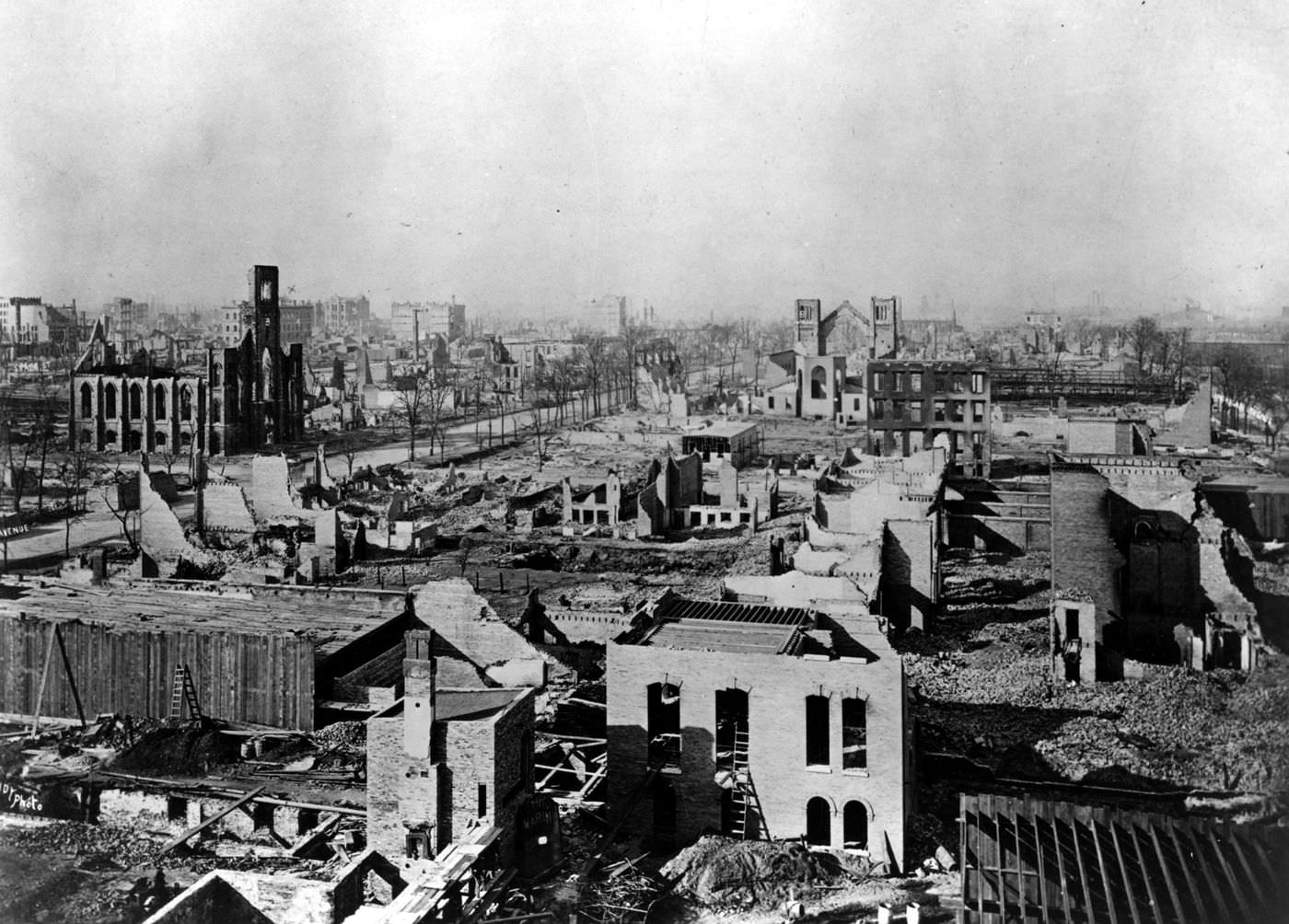 #29 Looking north across what is now the Loop after the Great Chicago Fire of 1871.
