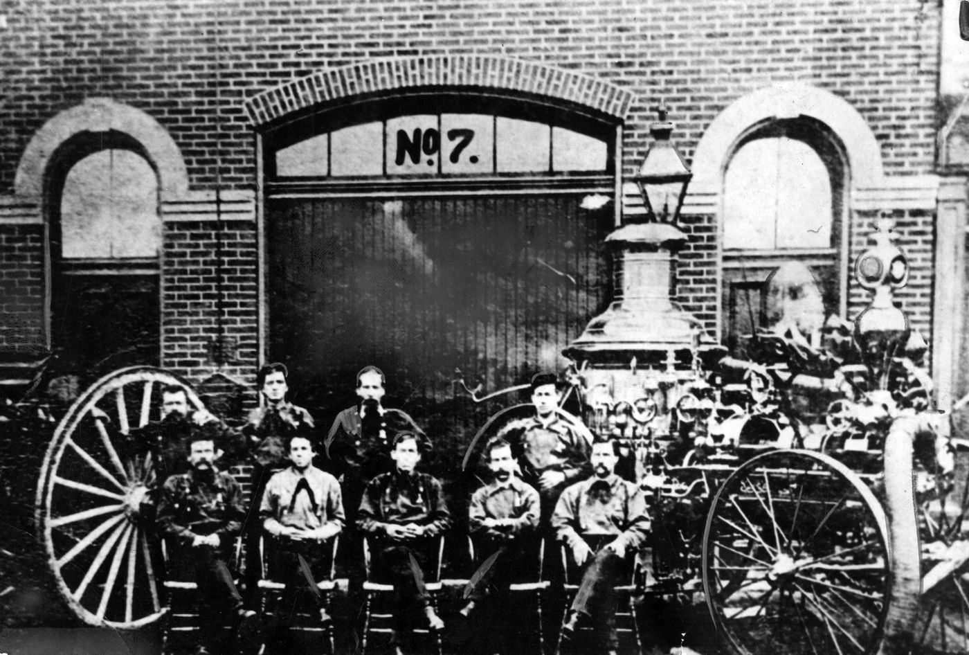 #36 Engine Company No. 7 was stationed in Blue Island Avenue near Harrison Street, when the Great Chicago Fire started in 1871.
