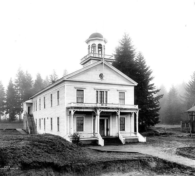 #13 First Washington state capitol building, Olympia, as it appeared in 1902.
