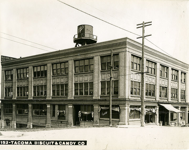 #82 Tacoma Biscuit & Candy Co. 3 story building, 601-605 East Twenty-fifth Street, at the corner of East F Street, 1912