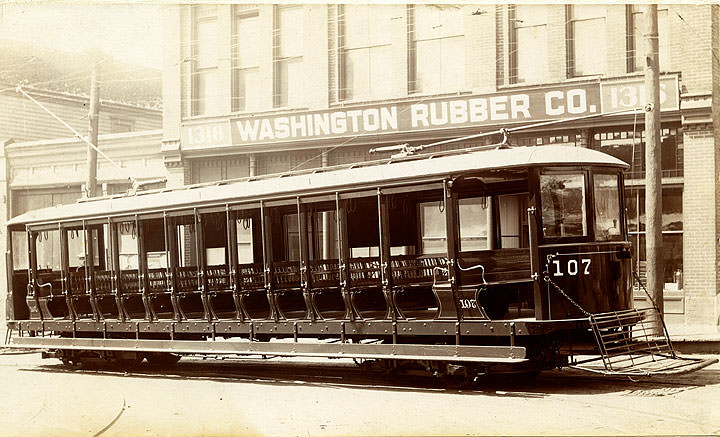 #42 Streetcar no. 107, Tacoma Railway & Power Company, 1905