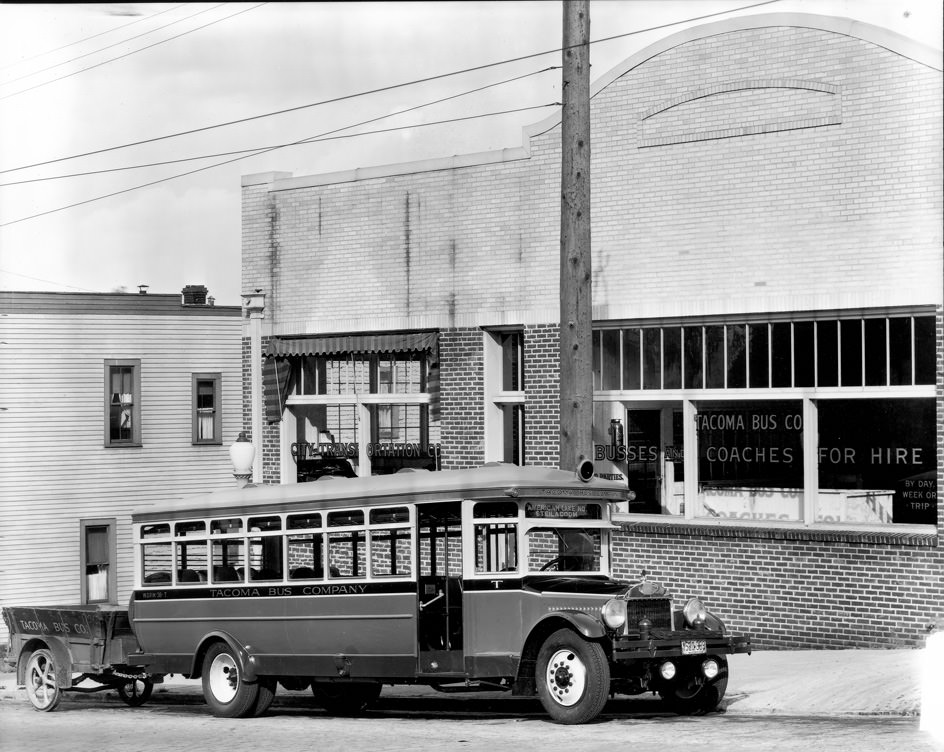 #32 Tacoma Bus Company Office and Bus, 1927