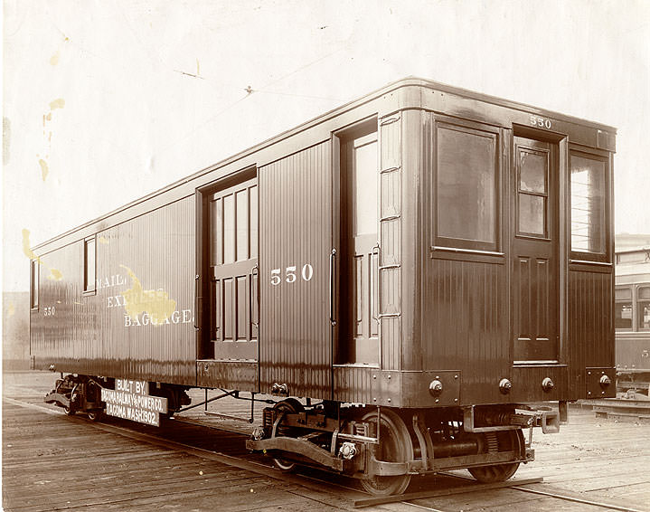 #53 Mail, Express, Baggage Railroad Car no. 550, Tacoma Railway & Power Company, 1902