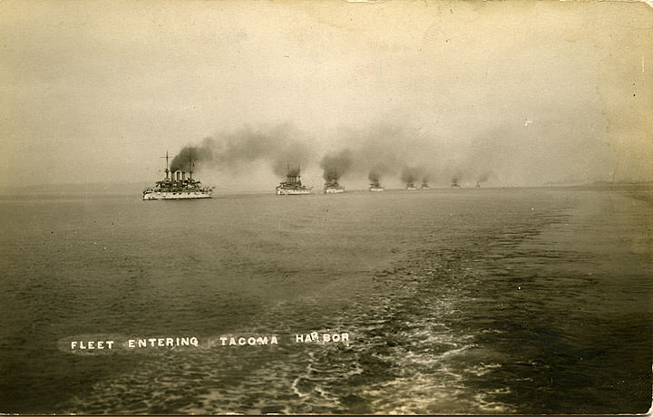 #55 Fleet Entering Tacoma Harbor, 1908